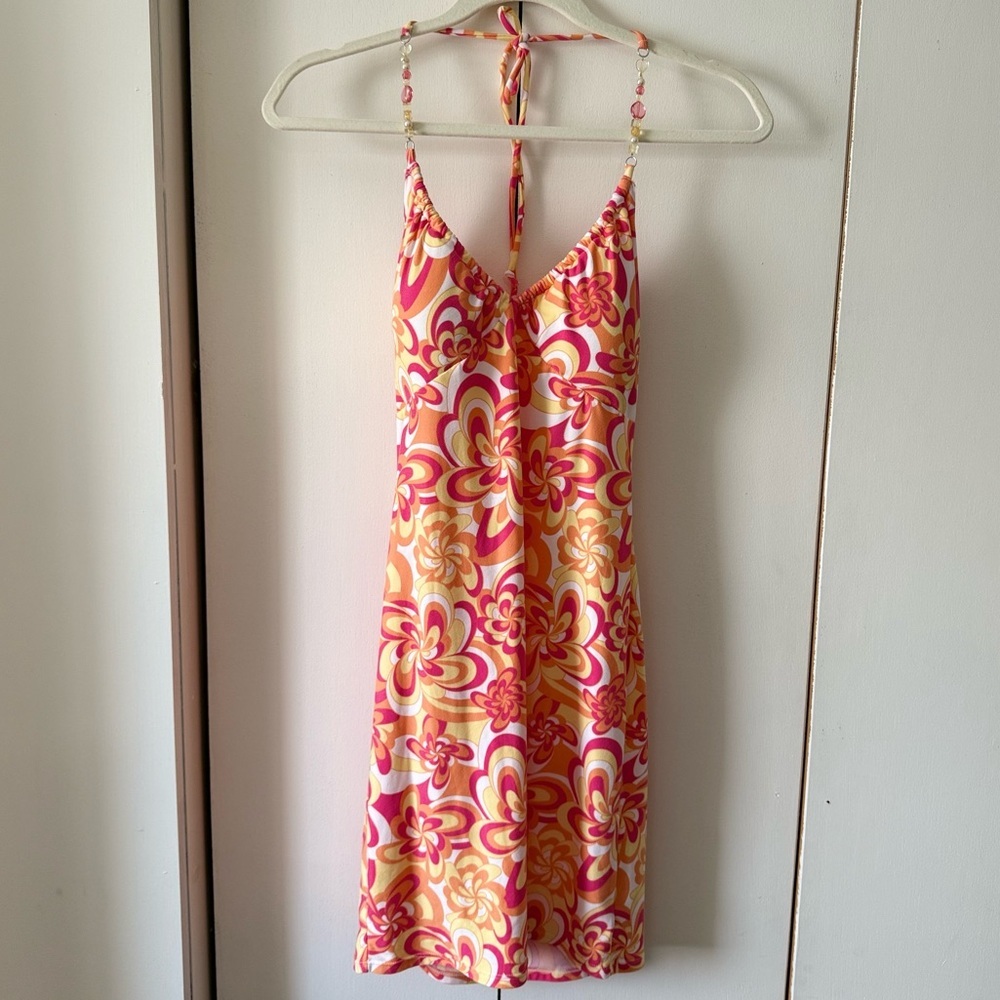No Boundaries Pink and Orange Floral Mini Dress or Swimsuit Coverup 🧡💗 Size S